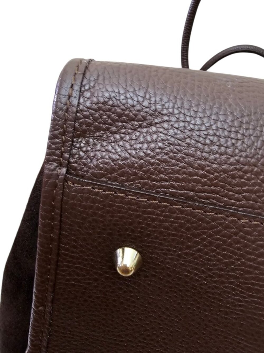 Firenze Italy Genuine Pebble Leather Brown Suede Handbag Purse Tote Bag Large. - Picture 7 of 16